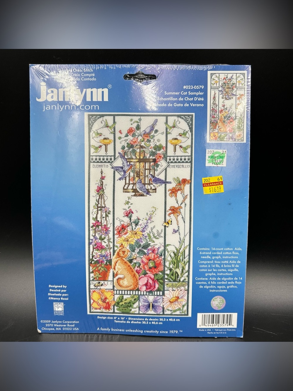 Janlynn Summer Cat Sampler Counted Cross Stitch Kit 023-0579 Sealed 8x16